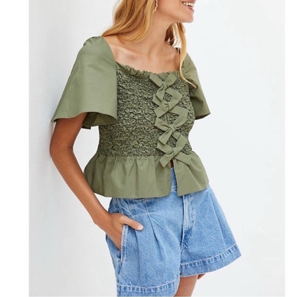 NEW Anthropologie Mare Mare Smocked Bow Top Small